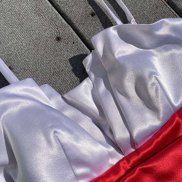 Black and White Dress with Red Sash - Picture 3 of 7